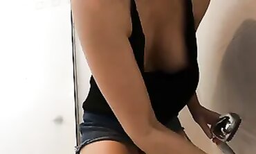 WifeyDoes in Half Shirt Solo Bathhouse Scene