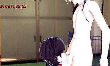 Cosplay Sarada Gets Rough Blowjob and Titjob