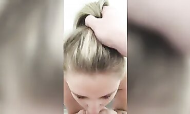 Blonde MILF Gives POV Blowjob in Hot Bathtub