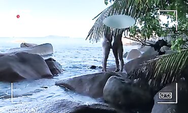 Voyeur Spy Cam: Naked Lovers Making Love on the Beach