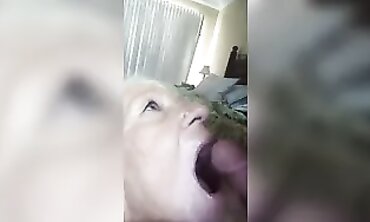 Fresh Older Lady Takes Cum in Her Mouth