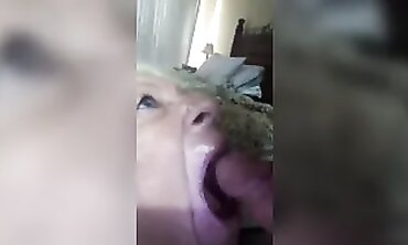Fresh Older Lady Takes Cum in Her Mouth