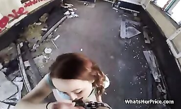POV Quickie Blowjob with Busty Redhead Mature on the Train