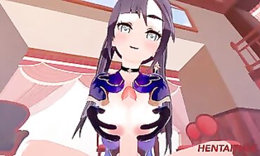 Genshin Impact POV: Mona Anime Blowjob & Creampie