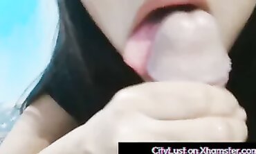 POV: Brunette Latina Swallows Gigantic Cockload