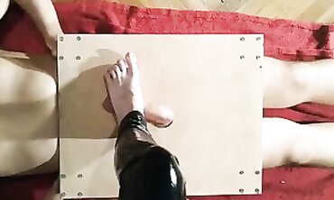 POV Domina Tramples and Spanks Gimp with Bare Feet