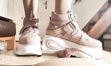 POV: Dominatrix Tramples Sub's Dick in High Heels
