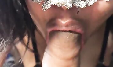 Brunette Housewife in Lingerie Takes Deep Throat Blowjob