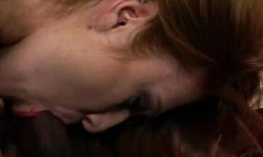 Crimson-haired honey smashes and deep-throats boner