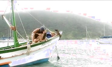 River Vixen Bends Against The Mast Of A Sailboat To Take On A Prick