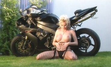 Towheaded Ultra-Cutie Caylian Curtis Is A Biker's Wish In Fishnet Solo Gig