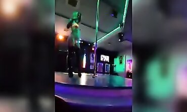 Tattooed MILF Dances on Pillar for Birthday