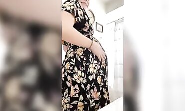 Pregnant MILF Teases While Family Occupies Other Room