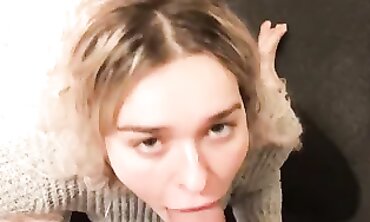 POV Blowjob: European Bimbo Eva Gulps Deepthroat