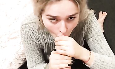 POV Blowjob: European Bimbo Eva Gulps Deepthroat