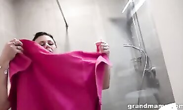 Mature Granny With Massive Tits In The Shower
