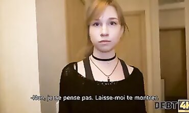 DEBT4k: Redhead With Choker Satisfies Debt With Rough Sex