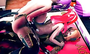 Animated Succubus Threesome: Futanari POV Double Penetration