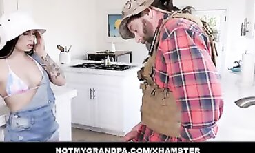 Mature Step-Grandpa Jack Vegas Takes Virgin Mia Moore