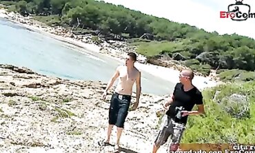 Spanish Teenie Dolls Lured for a Beach Foursome