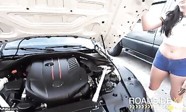 POV: Busty Mechanic Alice Visby Takes a Huge Cock