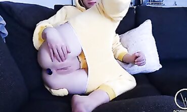 Petite Blonde Model Gets Covered in Cum