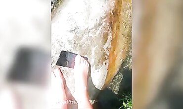 Solo Traveler Girl Crushes Smartphone with Foot and Throws it in Water