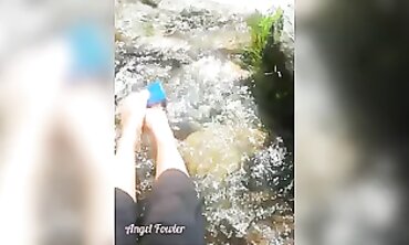 Solo Traveler Girl Crushes Smartphone with Foot and Throws it in Water