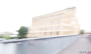 Skinny MILF Allatra Hot Gets Picked Up and Banged Outdoors by German Scout