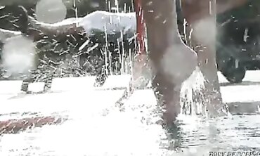 Blonde Russian Babe Gina Gerson Gives a Hardcore Footjob on the Rooftop