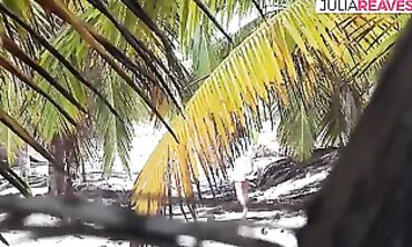 Hot Blonde MILF Gives Deepthroat Blowjob on the Beach
