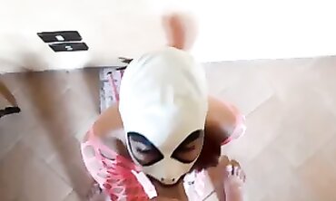 POV Rough Blowjob in Pink Fishnet Catsuit