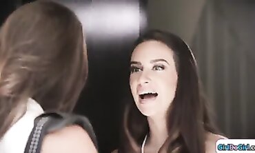 Big-Titted Dark-Haired Lesbians Get Rimming and Facesitting