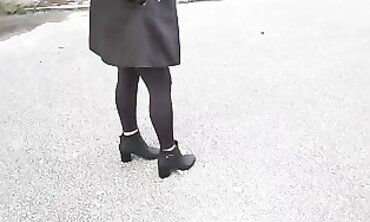 Blonde MILF Tramples and Cleans Footwear on Carpet