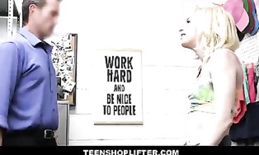 Petite Platinum-Blonde Shoplifter Marii Banged By Officer