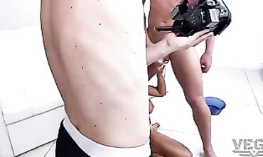 Backstage DP Orgy with Gangbang and Pissing