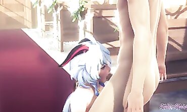 Ganyu Cosplay Anime Blowjob and Creampie