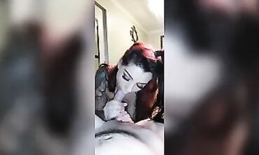 POV Blowjob: Tattooed MILF Loves Deep Throating