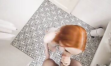 POV Ginger with Small Tits Gets Hard Shower Fuck