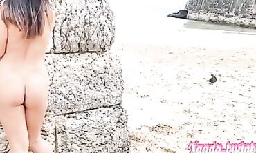 Nepali Girl Enjoying Public Nudity on the Beach