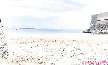 Asian Amateur Flashes Breasts on Beach as Ship Passes