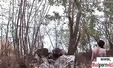 Petite Thai Virgin Sucks A Huge Cock Outdoors