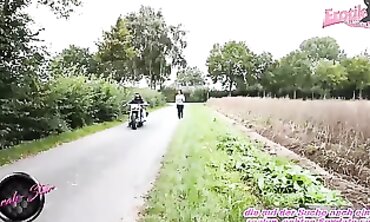 German Rocker MILF Gets Creampie on Bike