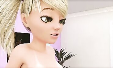 Slim Stepdaughter Gets Poked by Busty Futa Mommy