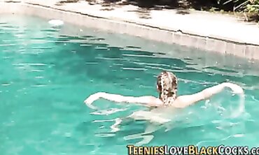 Blonde Teen Takes Deep Interracial Blowjob
