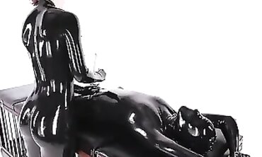 Latex Bondage: Vibrator Play Triggers Lesbian Orgasm