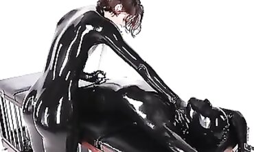 Latex Bondage: Vibrator Play Triggers Lesbian Orgasm