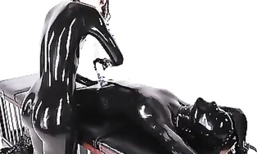 Latex Bondage: Vibrator Play Triggers Lesbian Orgasm