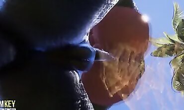 Busty Anime Nymphs in Wild DP with a Monster