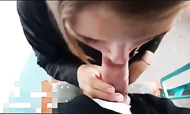 POV Amateur Outdoor Blowjob At The Entrance